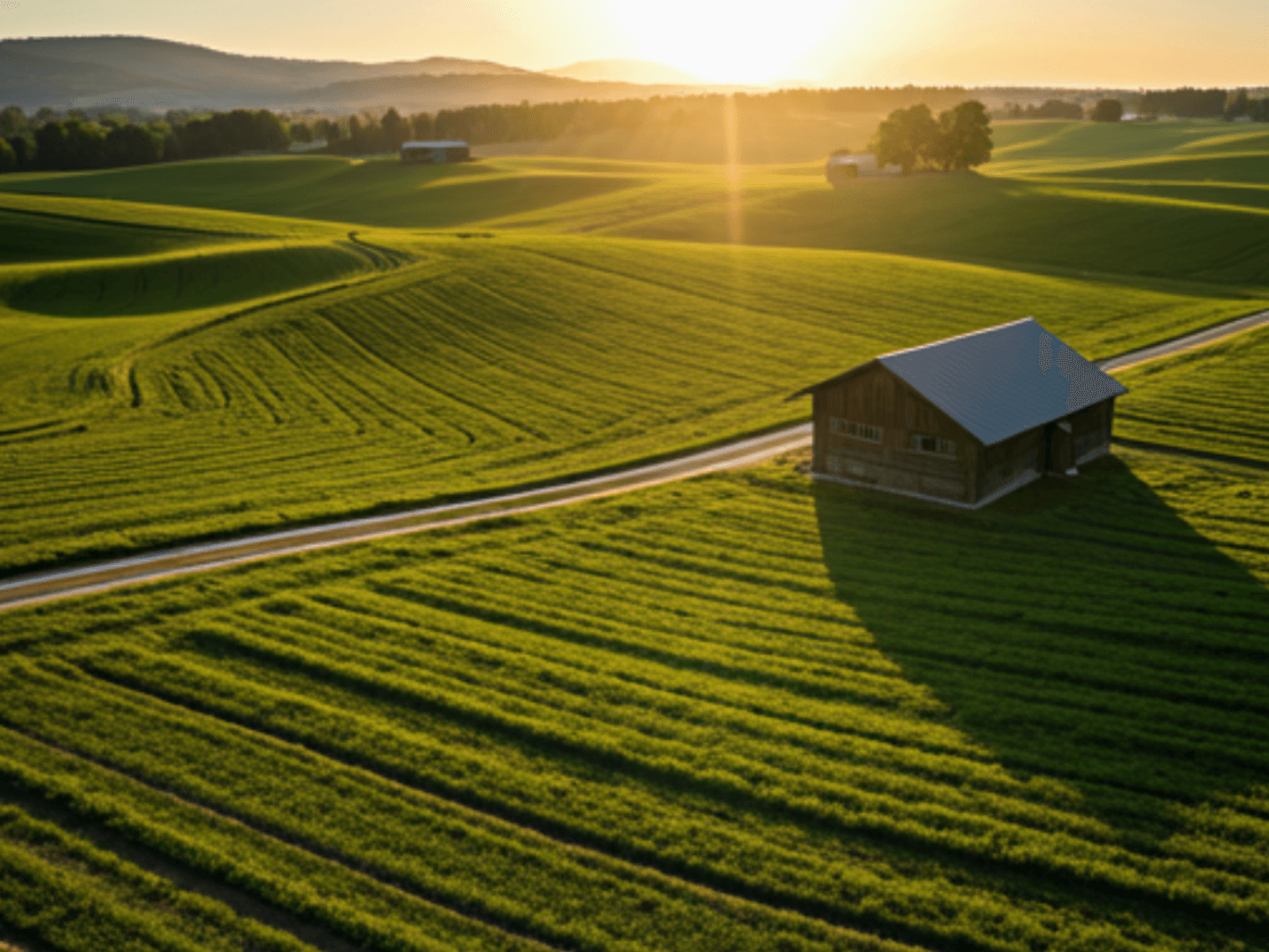 Çizgi Farm green fields at golden hour